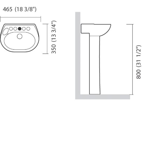 Lavatório com Coluna de Chão Sabará Branco 80x46x35cm Icasa