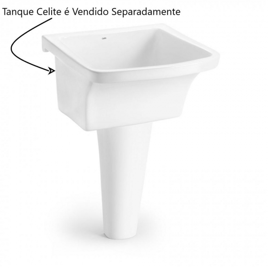 Coluna Tanque 51x23x14cm Branco Louça Brilhante Celite