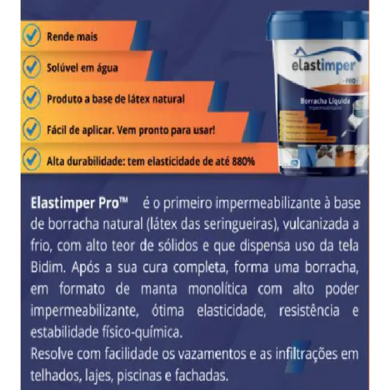 Borracha Líquida Elastimper Pro Cor Cinza 12kg 