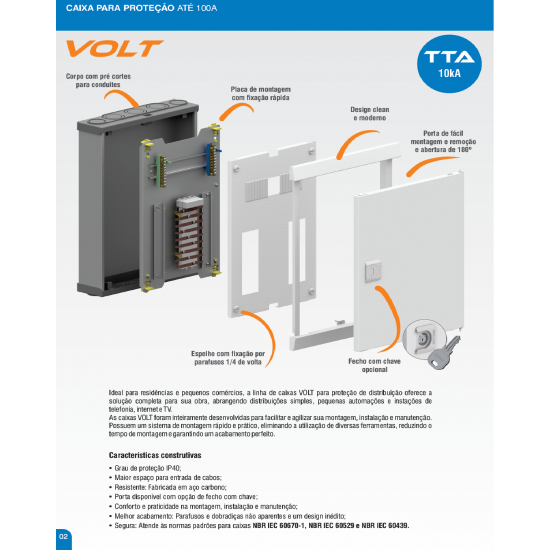 QUADRO DISTRIBUIÇÃO VDI EMBUTIR EM AÇO CARBONO BRUM 30 X 30 